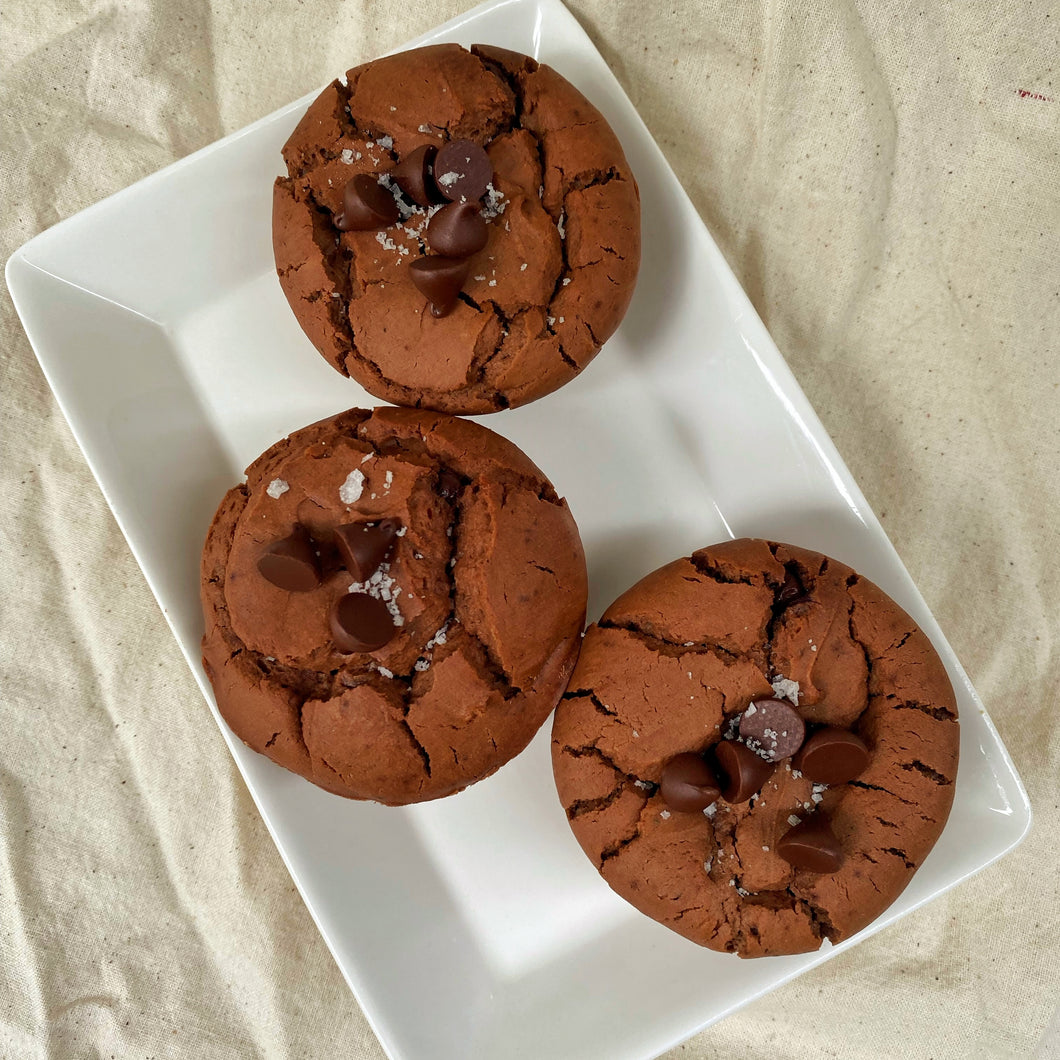 Sea Salt Chocolate Mochi Muffins